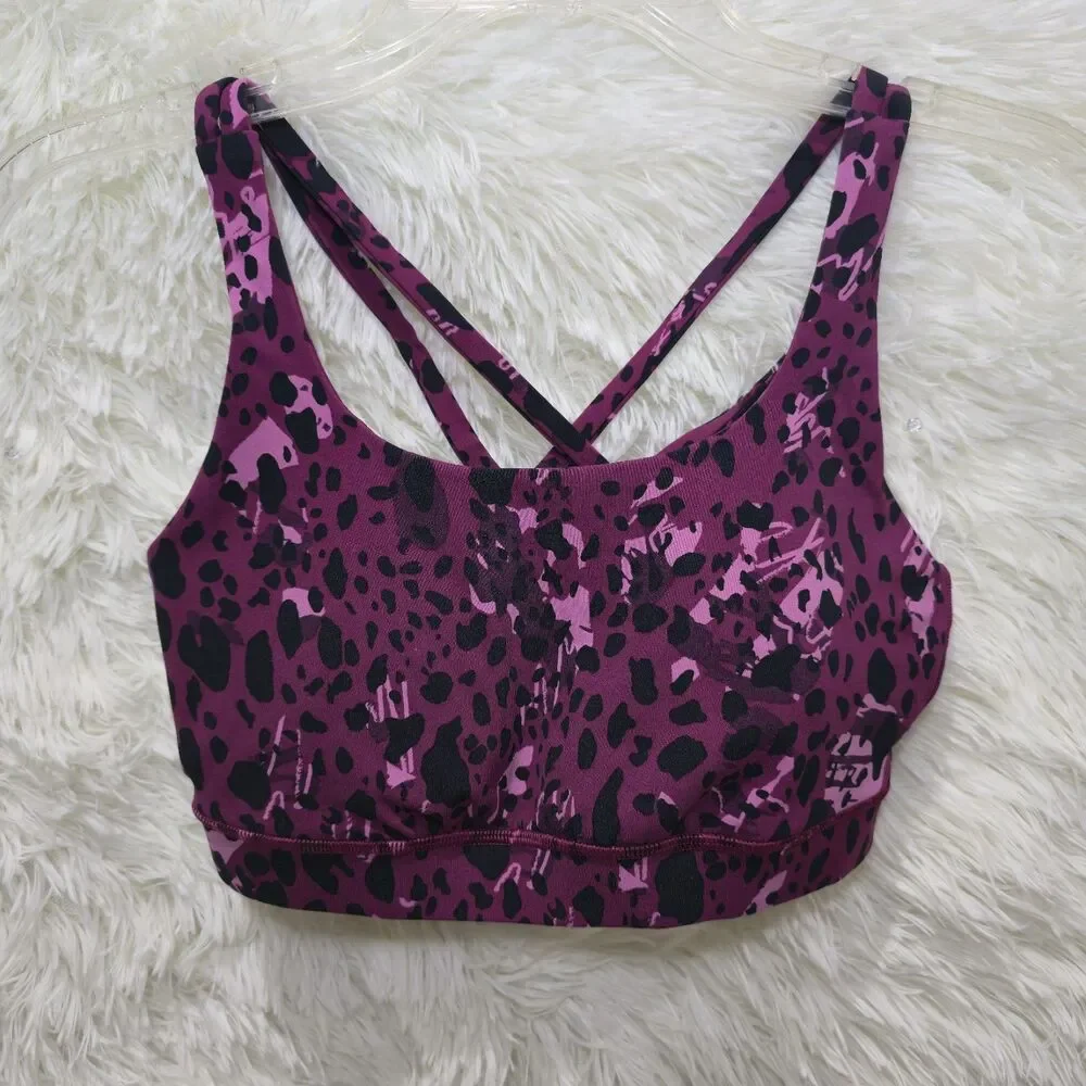 Lululemon Full Coverage Sports Bra Energy Camouflage Maroon Print Wire-Free Sz 6